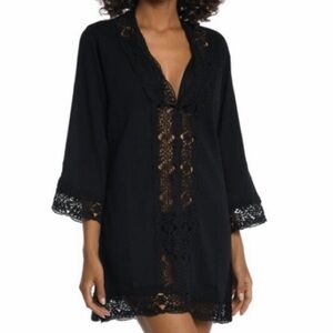 La Blanca Island Fare V- Neck bohemian boho beach swim Tunic Cover Up size small